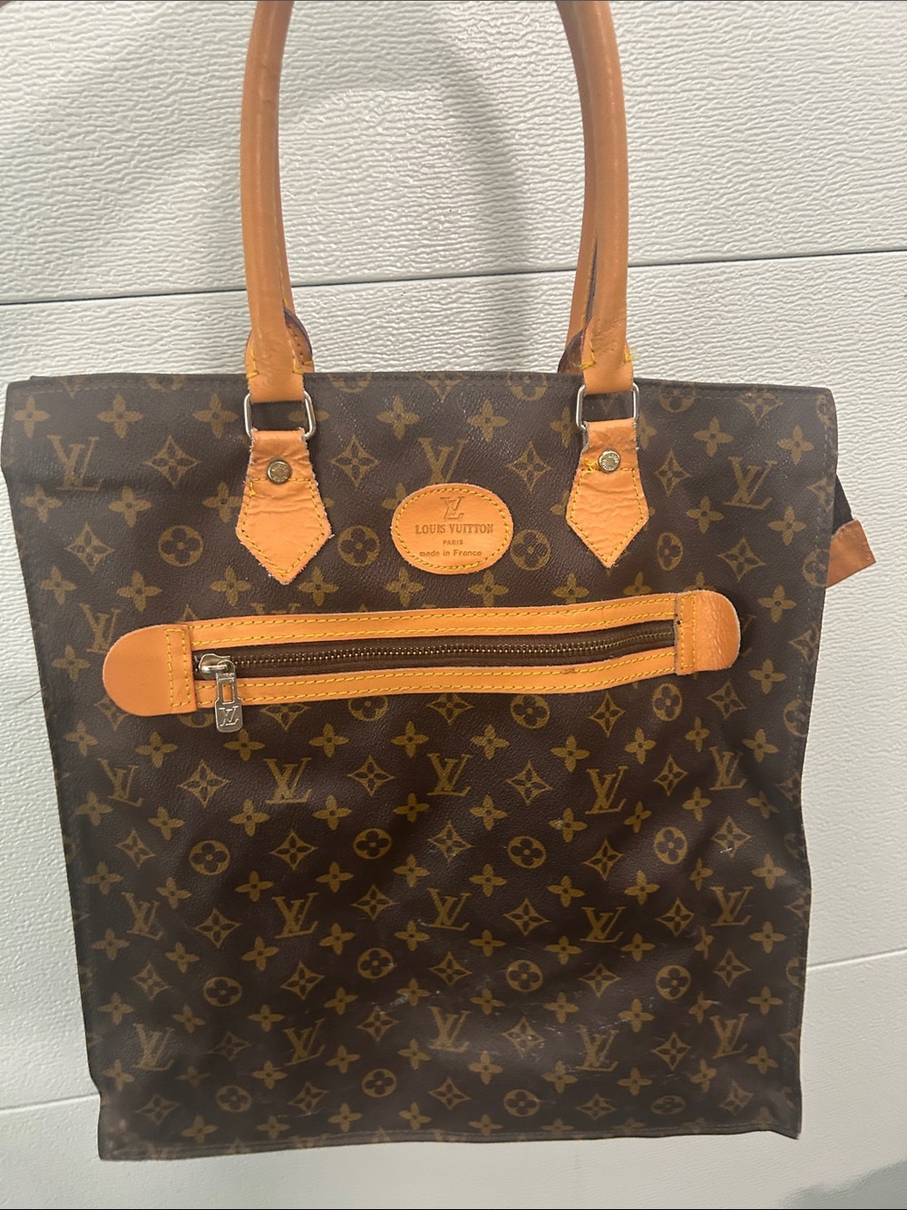 Fashion Bag Monogram Canvas Tote with Vachetta Trim (Brown & Tan)